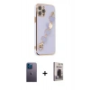 MARSİLYAN™- iPhone 12 Pro Max Kılıf Nova Işık Prime - Siyah Bilvis Hayalet Cam Ekran Koruyucu + Neon Fosforlu Kamera Lens - MI