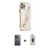 MARSİLYAN™- iPhone 12 Pro Max Kılıf Nova Işık Prime - Siyah Bilvis Hayalet Cam Ekran Koruyucu + Neon Fosforlu Kamera Lens - SI