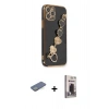 MARSİLYAN™- iPhone 12 Pro Max Kılıf Nova Işık Prime - Siyah Bilvis Hayalet Cam Ekran Koruyucu + Renkli Kamera Lens Koruma Cam - YL