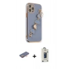 MARSİLYAN™- iPhone 12 Pro Max Kılıf Nova Işık Prime - Siyah Bilvis Hayalet Cam Ekran Koruyucu + Renkli Kamera Lens Koruma Cam - TU