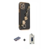 MARSİLYAN™- iPhone 12 Pro Max Kılıf Nova Işık Prime - Siyah Bilvis Hayalet Cam Ekran Koruyucu + Renkli Kamera Lens Koruma Cam - TU