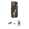 MARSİLYAN™- iPhone 12 Pro Max Kılıf Nova Işık Prime - Siyah Bilvis Hayalet Cam Ekran Koruyucu + Renkli Kamera Lens Koruma Cam - MI