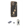 MARSİLYAN™- iPhone 12 Pro Max Kılıf Nova Işık Prime - Siyah Bilvis Hayalet Cam Ekran Koruyucu + Renkli Kamera Lens Koruma Cam - SI