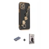 MARSİLYAN™- iPhone 12 Pro Max Kılıf Nova Işık Prime - Siyah Bilvis Hayalet Cam Ekran Koruyucu + Renkli Kamera Lens Koruma Cam - MI