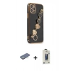MARSİLYAN™- iPhone 12 Pro Max Kılıf Nova Işık Prime - Siyah Bilvis Hayalet Cam Ekran Koruyucu + Renkli Kamera Lens Koruma Cam - YL