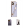 MARSİLYAN™- iPhone 12 Pro Max Kılıf Nova Işık Prime - Siyah Bilvis Hayalet Cam Ekran Koruyucu + Neon Fosforlu Kamera Lens - SI