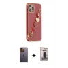 MARSİLYAN™- iPhone 12 Pro Max Kılıf Nova Işık Prime - Siyah Bilvis Hayalet Cam Ekran Koruyucu + Neon Fosforlu Kamera Lens - SI