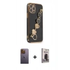 MARSİLYAN™- iPhone 12 Pro Max Kılıf Nova Işık Prime - Siyah Bilvis Hayalet Cam Ekran Koruyucu + Neon Fosforlu Kamera Lens - SI