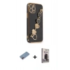 MARSİLYAN™- iPhone 12 Pro Max Kılıf Nova Işık Prime - Siyah Bilvis Hayalet Cam Ekran Koruyucu + Shine Kamera Lens Koruma Cam - PE