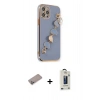 MARSİLYAN™- iPhone 12 Pro Max Kılıf Nova Işık Prime - Siyah Bilvis Hayalet Cam Ekran Koruyucu + Sierra Blue Shine Kamera Lens Koruma Cam