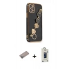 MARSİLYAN™- iPhone 12 Pro Max Kılıf Nova Işık Prime - Siyah Bilvis Hayalet Cam Ekran Koruyucu + Sierra Blue Shine Kamera Lens Koruma Cam
