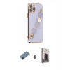 MARSİLYAN™- iPhone 12 Pro Max Kılıf Nova Işık Prime - Siyah Bilvis Hayalet Cam Ekran Koruyucu + Siyah Shine Kamera Lens Koruma Cam