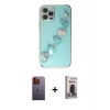 MARSİLYAN™- iPhone 12 Pro Max Kılıf Nova Işık Prime - Siyah Bilvis Hayalet Cam Ekran Koruyucu + Neon Fosforlu Kamera Lens - TU
