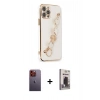 MARSİLYAN™- iPhone 12 Pro Max Kılıf Nova Işık Prime - Siyah Bilvis Hayalet Cam Ekran Koruyucu + Neon Fosforlu Kamera Lens - TU