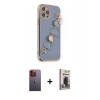 MARSİLYAN™- iPhone 12 Pro Max Kılıf Nova Işık Prime - Siyah Bilvis Hayalet Cam Ekran Koruyucu + Neon Fosforlu Kamera Lens - TU
