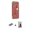 MARSİLYAN™- iPhone 12 Pro Max Kılıf Nova Işık Prime - Siyah Bilvis Hayalet Cam Ekran Koruyucu + Renkli Kamera Lens Koruma Cam - TU