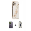 MARSİLYAN™- iPhone 12 Pro Max Kılıf Nova Işık Prime - Siyah Bilvis Hayalet Cam Ekran Koruyucu + Neon Fosforlu Kamera Lens - YL