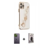 MARSİLYAN™- iPhone 12 Pro Max Kılıf Nova Işık Prime - Siyah Bilvis Hayalet Cam Ekran Koruyucu + Neon Fosforlu Kamera Lens - YL
