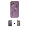 MARSİLYAN™- iPhone 12 Pro Max Kılıf Nova Işık Prime - Siyah Bilvis Hayalet Cam Ekran Koruyucu + Neon Fosforlu Kamera Lens - YL