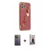 MARSİLYAN™- iPhone 12 Pro Max Kılıf Nova Işık Prime - Siyah Bilvis Hayalet Cam Ekran Koruyucu + Neon Fosforlu Kamera Lens - YL