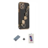 MARSİLYAN™- iPhone 12 Pro Max Kılıf Nova Işık Prime - Siyah Joko 5D Cam + Gümüş Metal Kamera Lens Koruma Cam