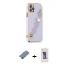 MARSİLYAN™- iPhone 12 Pro Max Kılıf Nova Işık Prime - Siyah Joko 5D Cam + Gümüş Metal Kamera Lens Koruma Cam