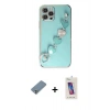 MARSİLYAN™- iPhone 12 Pro Max Kılıf Nova Işık Prime - Siyah Joko 5D Cam + Gümüş Metal Kamera Lens Koruma Cam