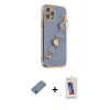 MARSİLYAN™- iPhone 12 Pro Max Kılıf Nova Işık Prime - Siyah Joko 5D Cam + Gümüş Metal Kamera Lens Koruma Cam