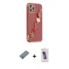 MARSİLYAN™- iPhone 12 Pro Max Kılıf Nova Işık Prime - Siyah Joko 5D Cam + Gümüş Metal Kamera Lens Koruma Cam