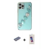 MARSİLYAN™- iPhone 12 Pro Max Kılıf Nova Işık Prime - Siyah Joko 5D Cam + Mavi Renkli Kamera Lens Koruma Cam