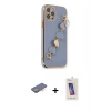 MARSİLYAN™- iPhone 12 Pro Max Kılıf Nova Işık Prime - Siyah Joko 5D Cam + Turuncu Renkli Kamera Lens Koruma Cam