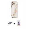 MARSİLYAN™- iPhone 12 Pro Max Kılıf Nova Işık Prime - Siyah Joko 5D Cam + Turuncu Renkli Kamera Lens Koruma Cam