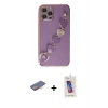 MARSİLYAN™- iPhone 12 Pro Max Kılıf Nova Işık Prime - Siyah Joko 5D Cam + Turuncu Renkli Kamera Lens Koruma Cam