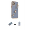 MARSİLYAN™- iPhone 12 Pro Max Kılıf Nova Işık Prime - Siyah Joko Magic 5D Cam + Kırmızı Metal Kamera Lens Koruma Cam