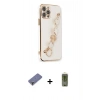 MARSİLYAN™- iPhone 12 Pro Max Kılıf Nova Işık Prime - Siyah Joko Magic 5D Hayalet Cam + Gold Metal Kamera Lens Koruma Cam