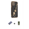 MARSİLYAN™- iPhone 12 Pro Max Kılıf Nova Işık Prime - Siyah Joko Magic 5D Hayalet Cam + Gold Metal Kamera Lens Koruma Cam
