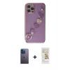 MARSİLYAN™- iPhone 12 Pro Max Kılıf Nova Işık Prime - Siyah Mat Seramik Nano Ekran Koruyucu + Neon Fosforlu Kamera Lens - MI
