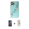 MARSİLYAN™- iPhone 12 Pro Max Kılıf Nova Işık Prime - Siyah Mat Seramik Nano Ekran Koruyucu + Neon Fosforlu Kamera Lens - MI