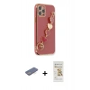 MARSİLYAN™- iPhone 12 Pro Max Kılıf Nova Işık Prime - Siyah Mat Seramik Nano Ekran Koruyucu + Mavi Renkli Kamera Lens Koruma Cam