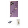 MARSİLYAN™- iPhone 12 Pro Max Kılıf Nova Işık Prime - Siyah Mat Seramik Nano Ekran Koruyucu + Mavi Renkli Kamera Lens Koruma Cam
