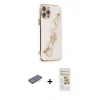 MARSİLYAN™- iPhone 12 Pro Max Kılıf Nova Işık Prime - Siyah Mat Seramik Nano Ekran Koruyucu + Mavi Renkli Kamera Lens Koruma Cam