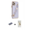 MARSİLYAN™- iPhone 12 Pro Max Kılıf Nova Işık Prime - Siyah Mat Seramik Nano Ekran Koruyucu + Mavi Renkli Kamera Lens Koruma Cam