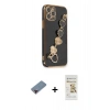 MARSİLYAN™- iPhone 12 Pro Max Kılıf Nova Işık Prime - Siyah Mat Seramik Nano Ekran Koruyucu + Metal Kamera Lens Koruma Cam - KI