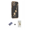 MARSİLYAN™- iPhone 12 Pro Max Kılıf Nova Işık Prime - Siyah Mat Seramik Nano Ekran Koruyucu + Metal Kamera Lens Koruma Cam - GD