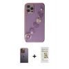 MARSİLYAN™- iPhone 12 Pro Max Kılıf Nova Işık Prime - Siyah Mat Seramik Nano Ekran Koruyucu + Neon Fosforlu Kamera Lens - SI