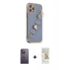 MARSİLYAN™- iPhone 12 Pro Max Kılıf Nova Işık Prime - Siyah Mat Seramik Nano Ekran Koruyucu + Neon Fosforlu Kamera Lens - BZ