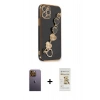 MARSİLYAN™- iPhone 12 Pro Max Kılıf Nova Işık Prime - Siyah Mat Seramik Nano Ekran Koruyucu + Neon Fosforlu Kamera Lens - SI
