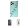 MARSİLYAN™- iPhone 12 Pro Max Kılıf Nova Işık Prime - Siyah Mat Seramik Nano Ekran Koruyucu + Neon Fosforlu Kamera Lens - YL