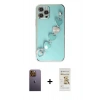 MARSİLYAN™- iPhone 12 Pro Max Kılıf Nova Işık Prime - Siyah Mat Seramik Nano Ekran Koruyucu + Neon Fosforlu Kamera Lens - SI