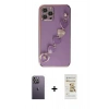 MARSİLYAN™- iPhone 12 Pro Max Kılıf Nova Işık Prime - Siyah Mat Seramik Nano Ekran Koruyucu + Neon Fosforlu Kamera Lens - BZ